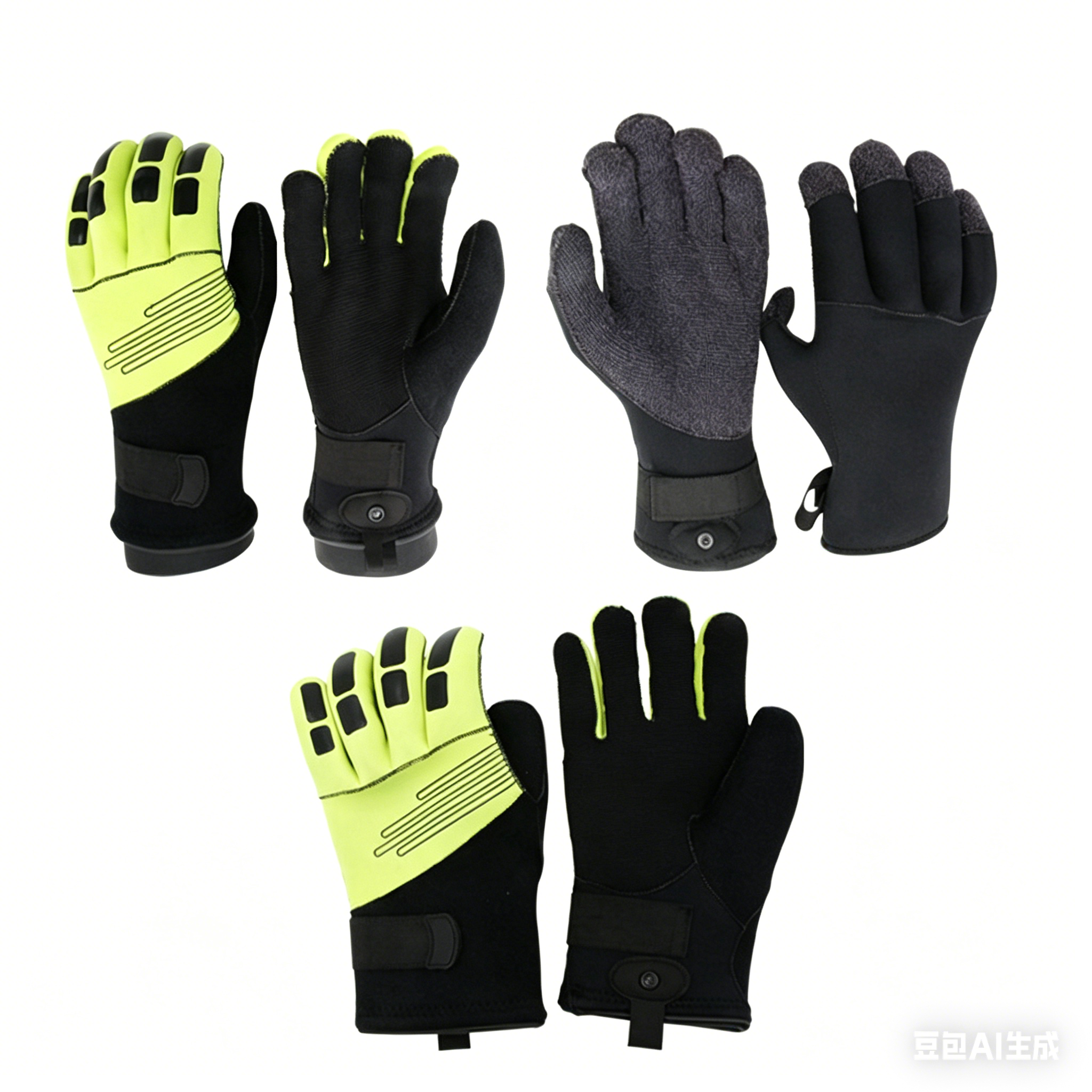 水域救援夜光橡胶手套户外防水保暖手套皮划艇潜水救生装备消防员