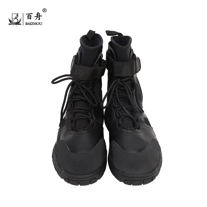 厂家批发水域救援靴氯丁橡胶防滑防砸防刺作战靴抢险救援靴潜水靴
